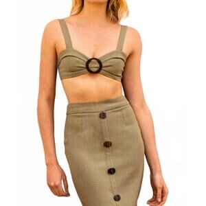 NEW PATBO bustier linen top in khaki